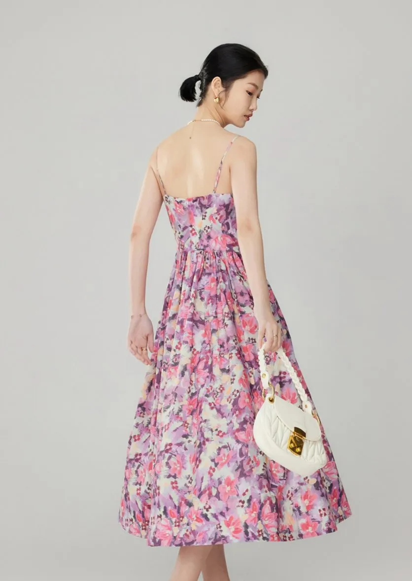 GATHERED CAMISOLE FLOWER DRESS