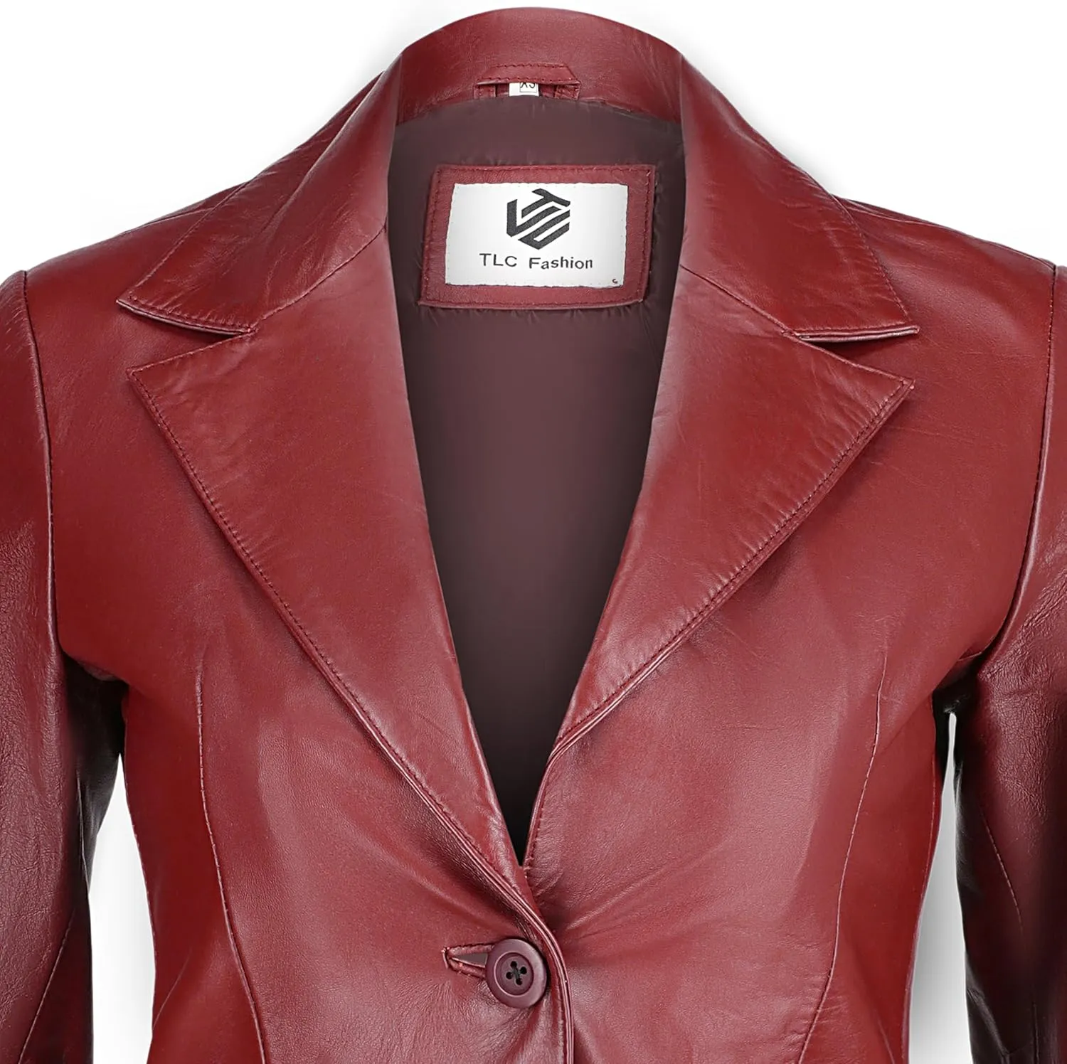 Genuine Soft Leather Blazer Women, Classic 2-Button Design, Casual Suit Style Real Lambskin Leather Jacket