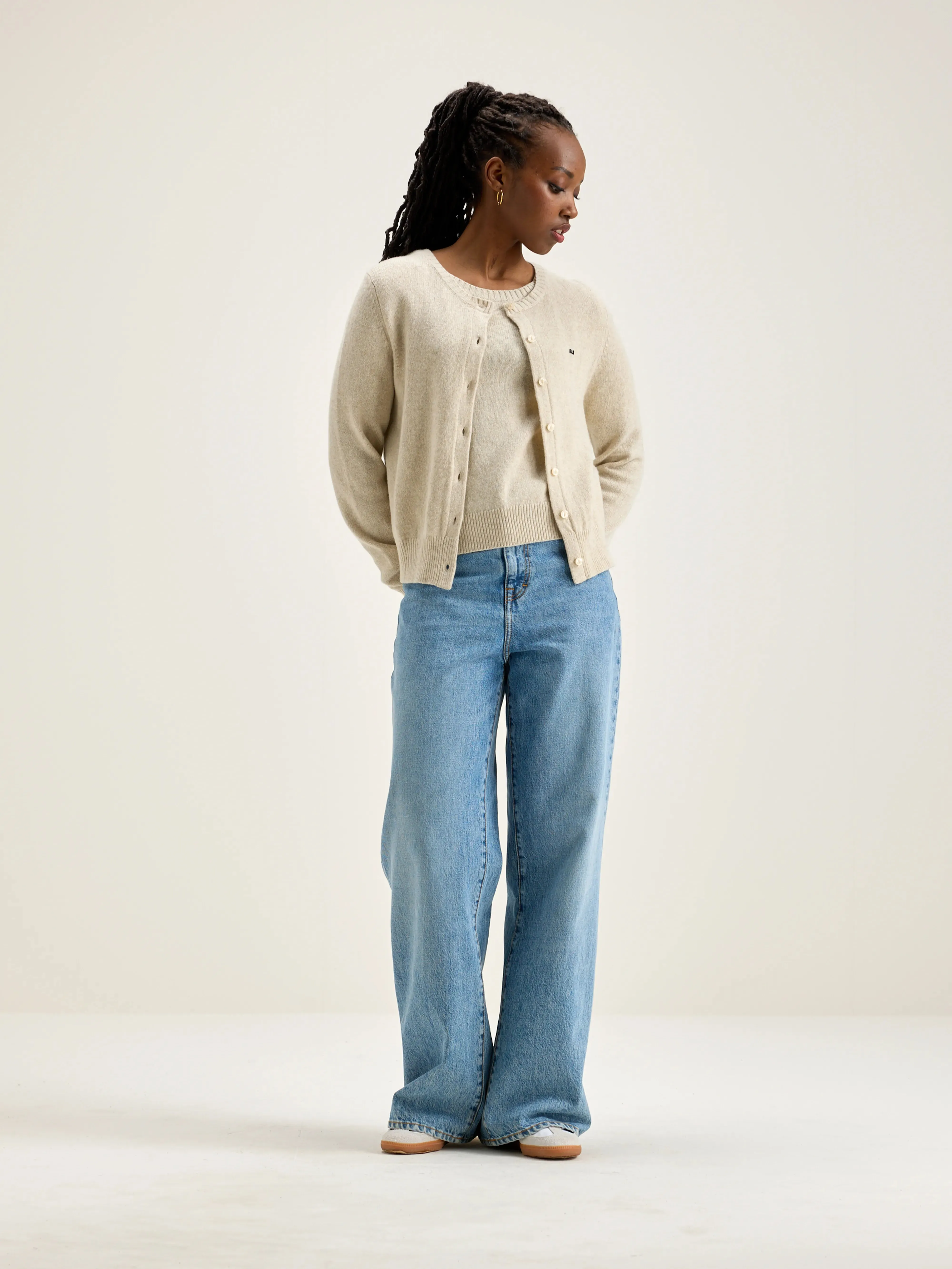 Giwes crew-neck cardigan (242 / W / SUGARCANE)