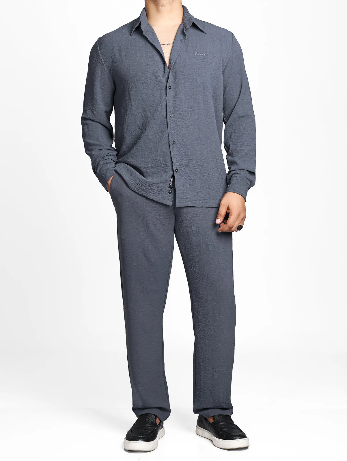 Grey Crease Effect Relaxed Shirt