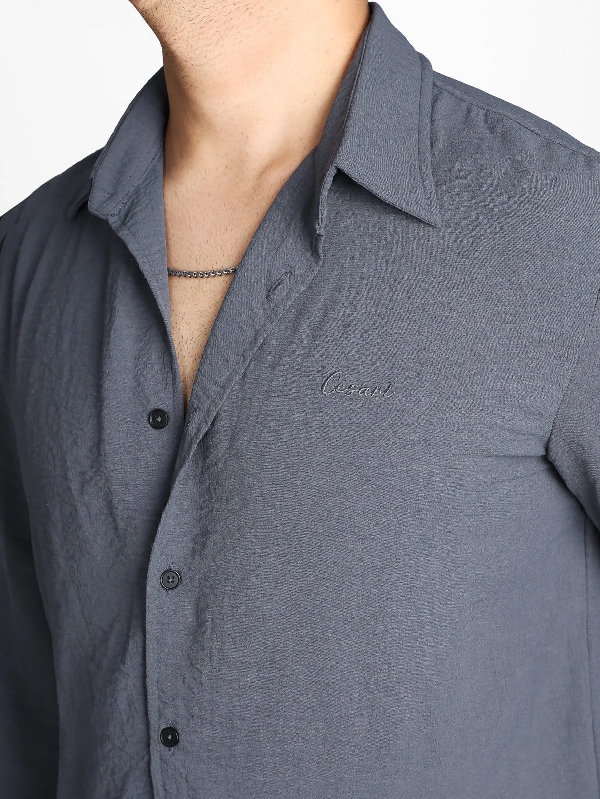 Grey Crease Effect Relaxed Shirt