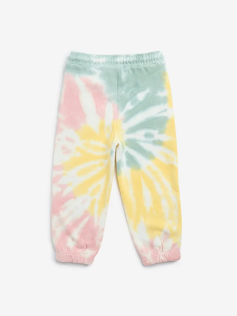 HOP Kids Multicolour Tie-Dye High-Rise Cotton-Blend Joggers