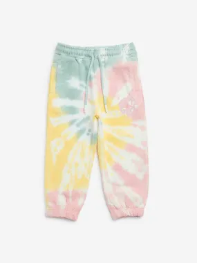 HOP Kids Multicolour Tie-Dye High-Rise Cotton-Blend Joggers