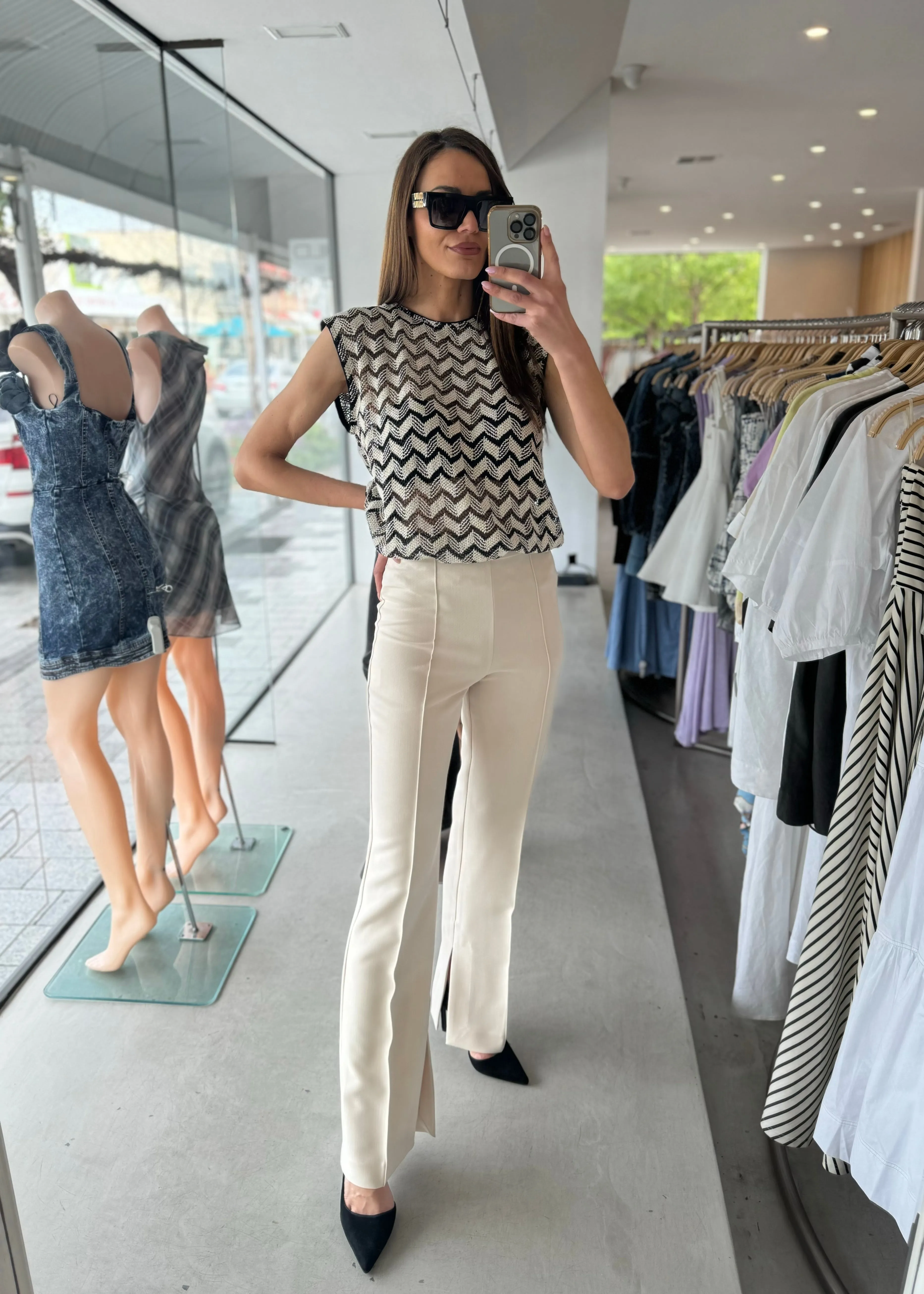 IRENA PINTUCK PANT BONE