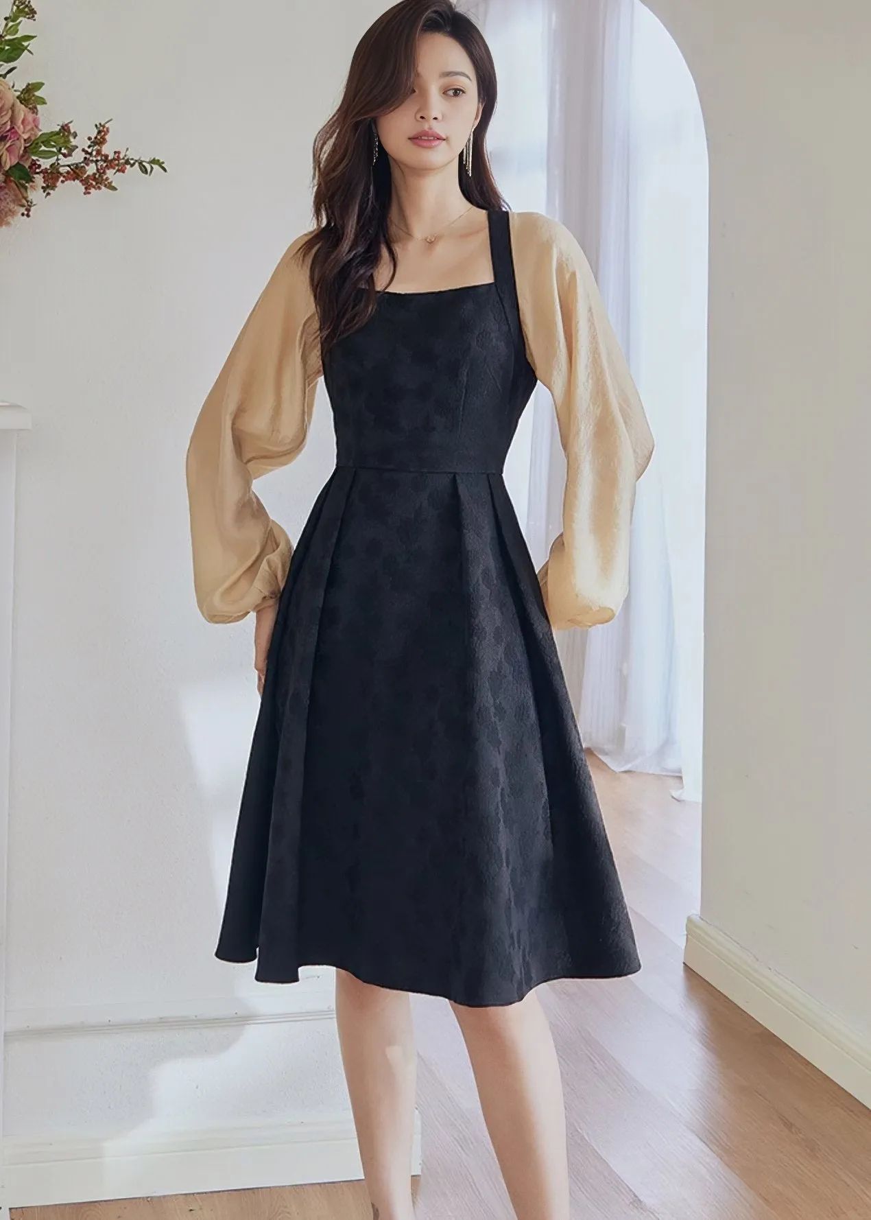JACQUARD TEXTURE SWING DRESS