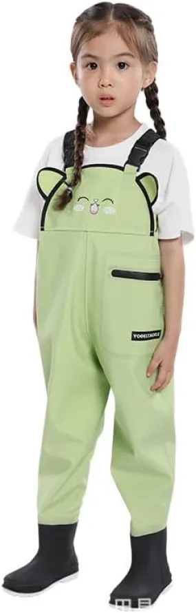 Kids Toddler Chest Waders 1-piece Boots Attached for Fishing, Hunting, Waterproof Outdoor, Stay Dry