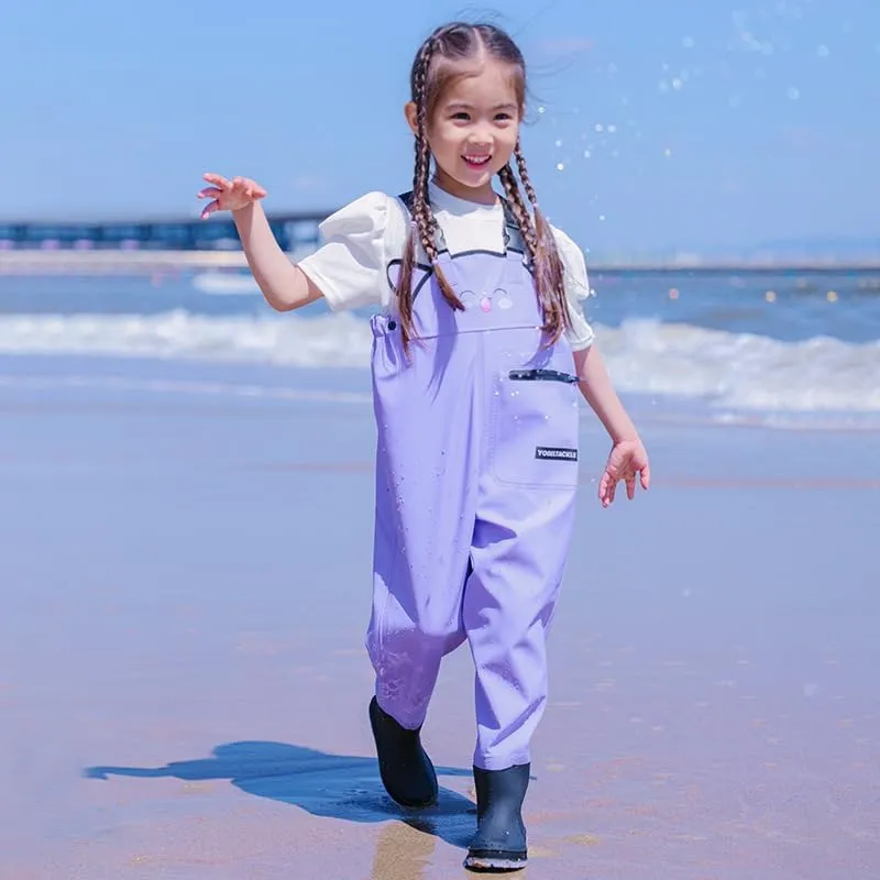 Kids Toddler Chest Waders 1-piece Boots Attached for Fishing, Hunting, Waterproof Outdoor, Stay Dry