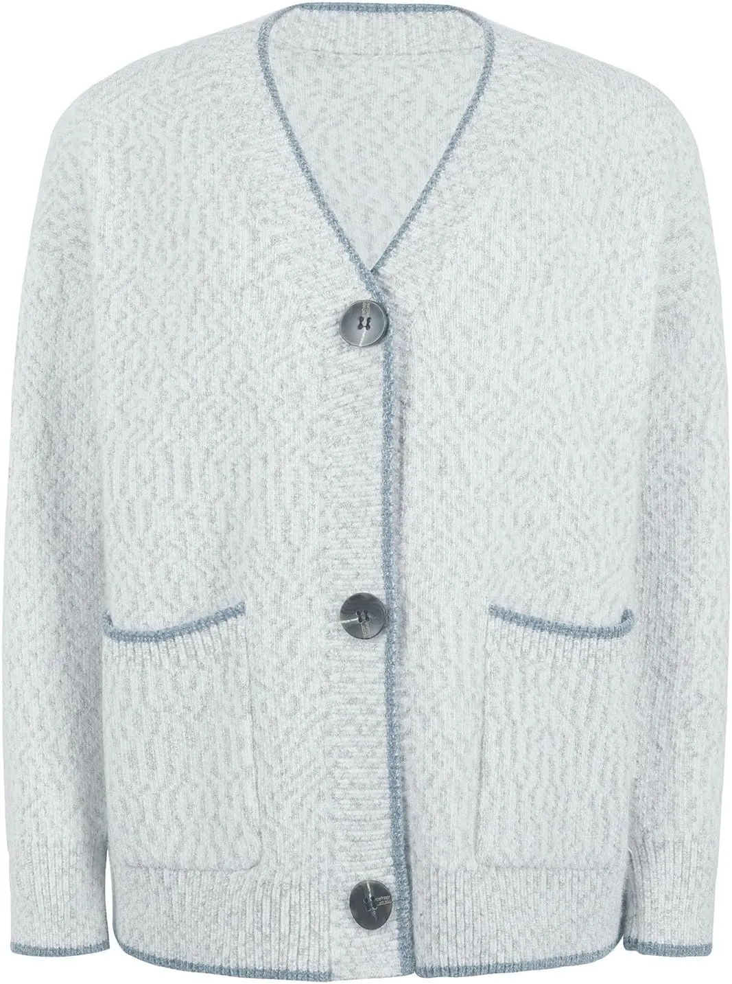 Knitted Cardigans for Women Cropped Open Front Button Down V Neck Long Sleeve Sweater Coats with Pockets Casual Soft Outwear