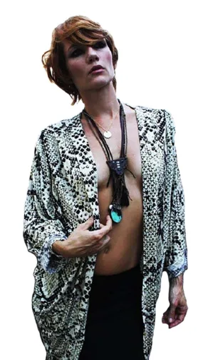 La Fine Snake Black Long Cardigan