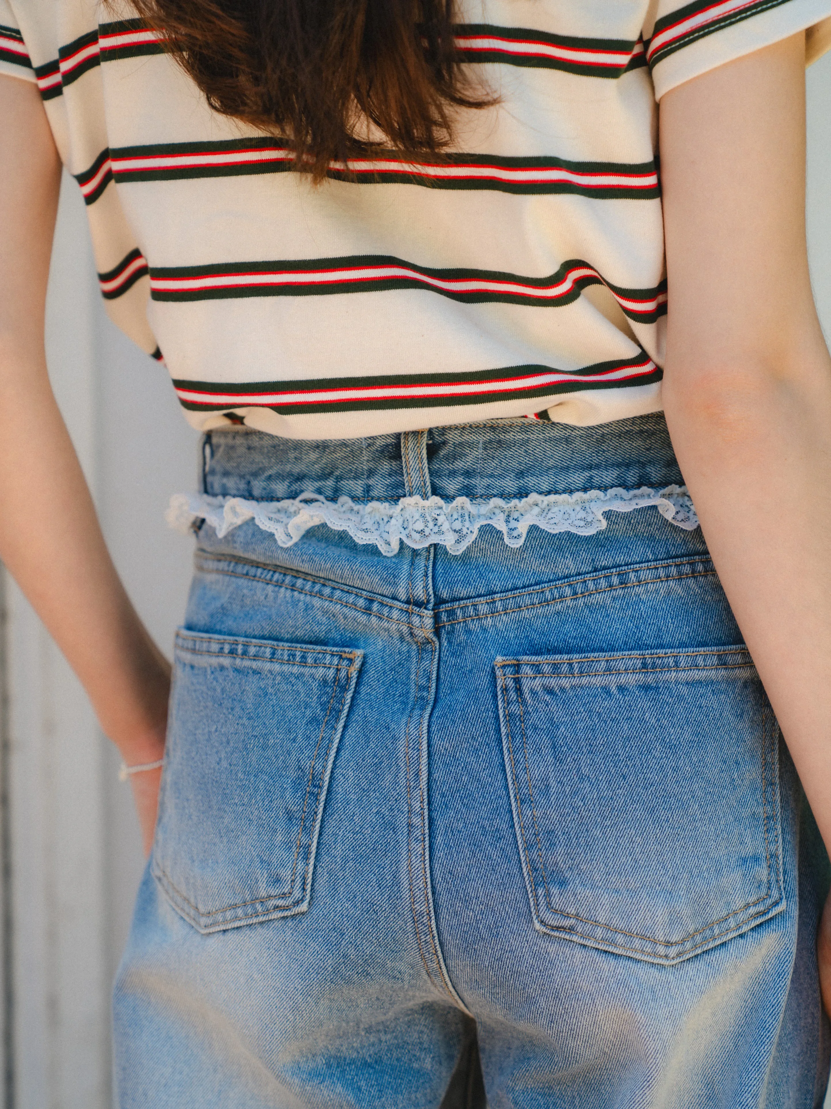 Lace Design Loose Jeans