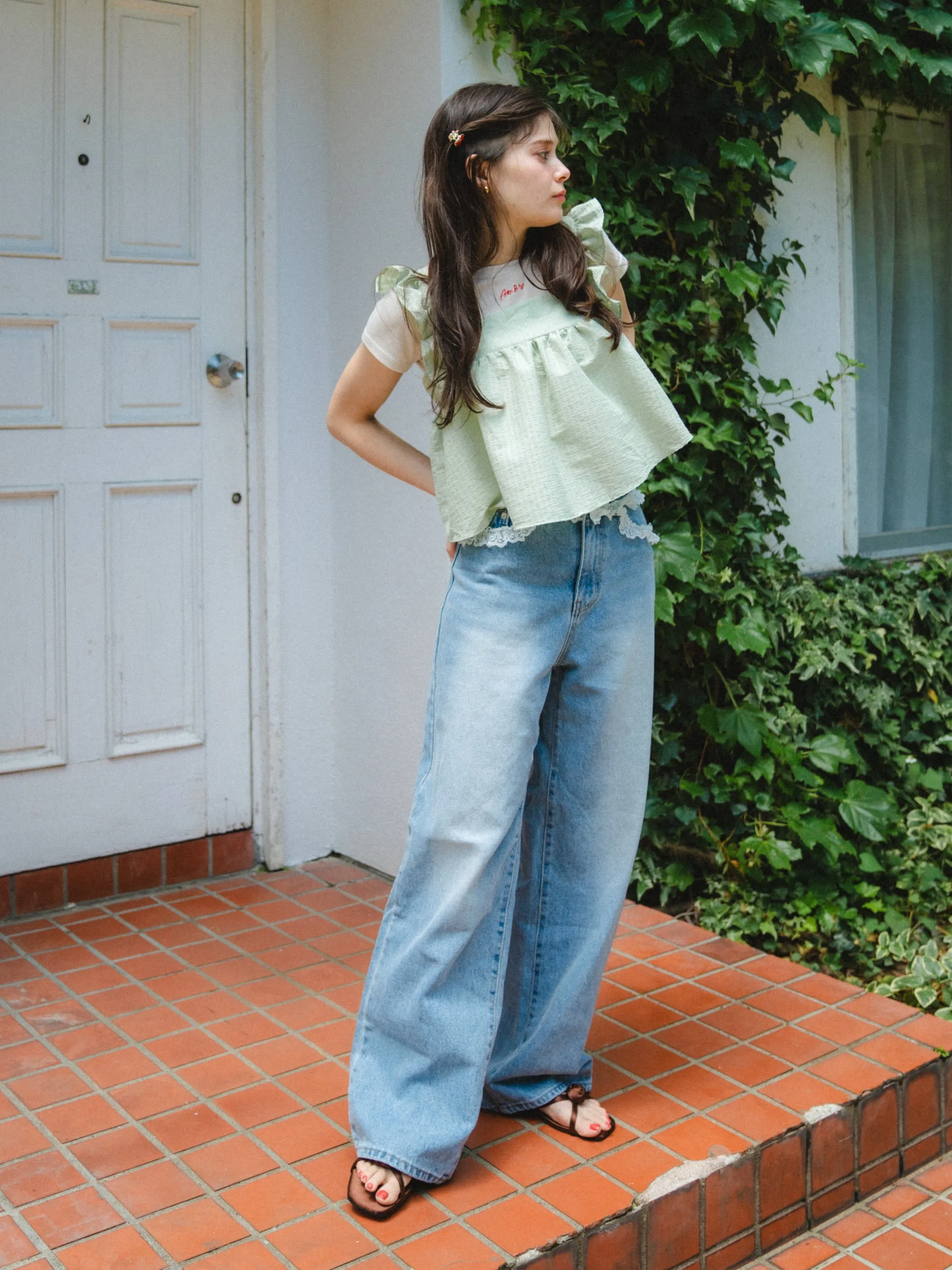 Lace Design Loose Jeans