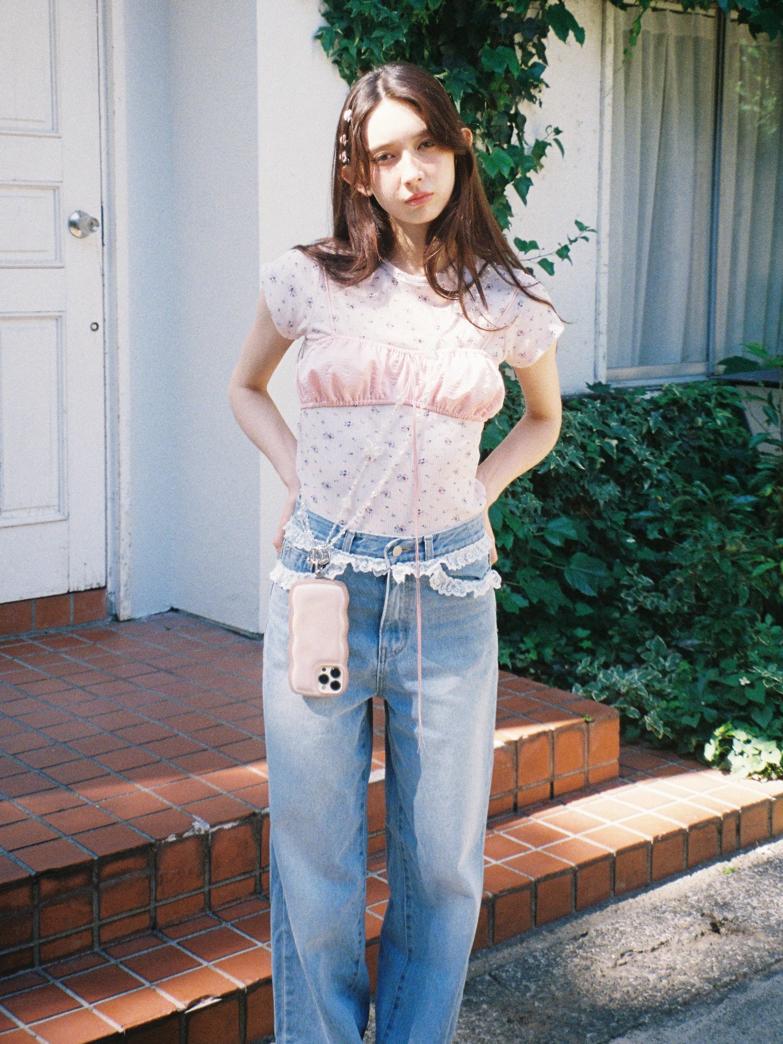 Lace Design Loose Jeans