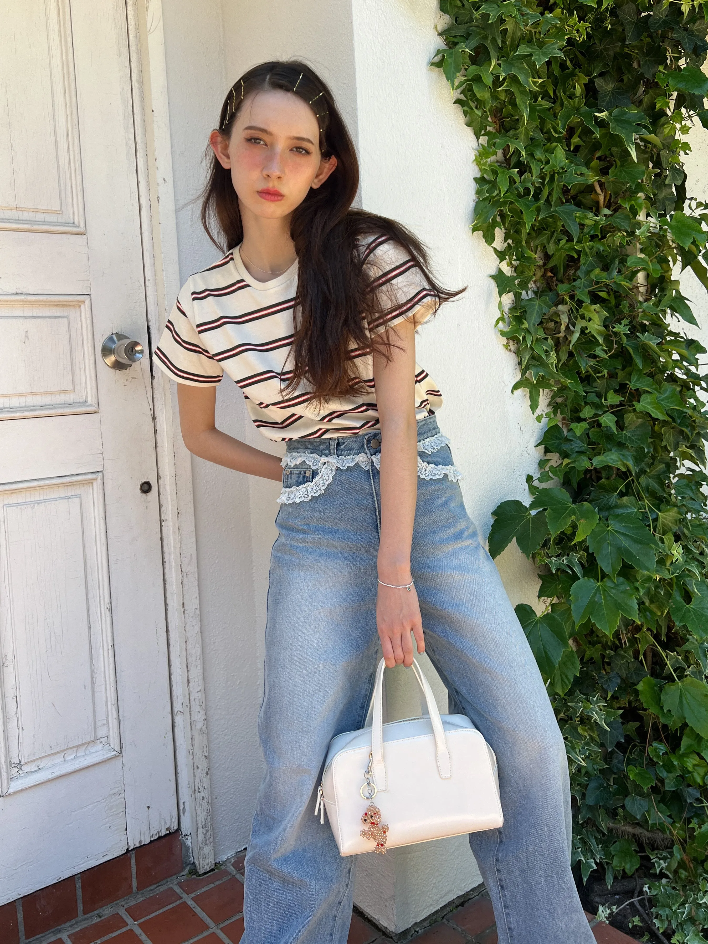 Lace Design Loose Jeans