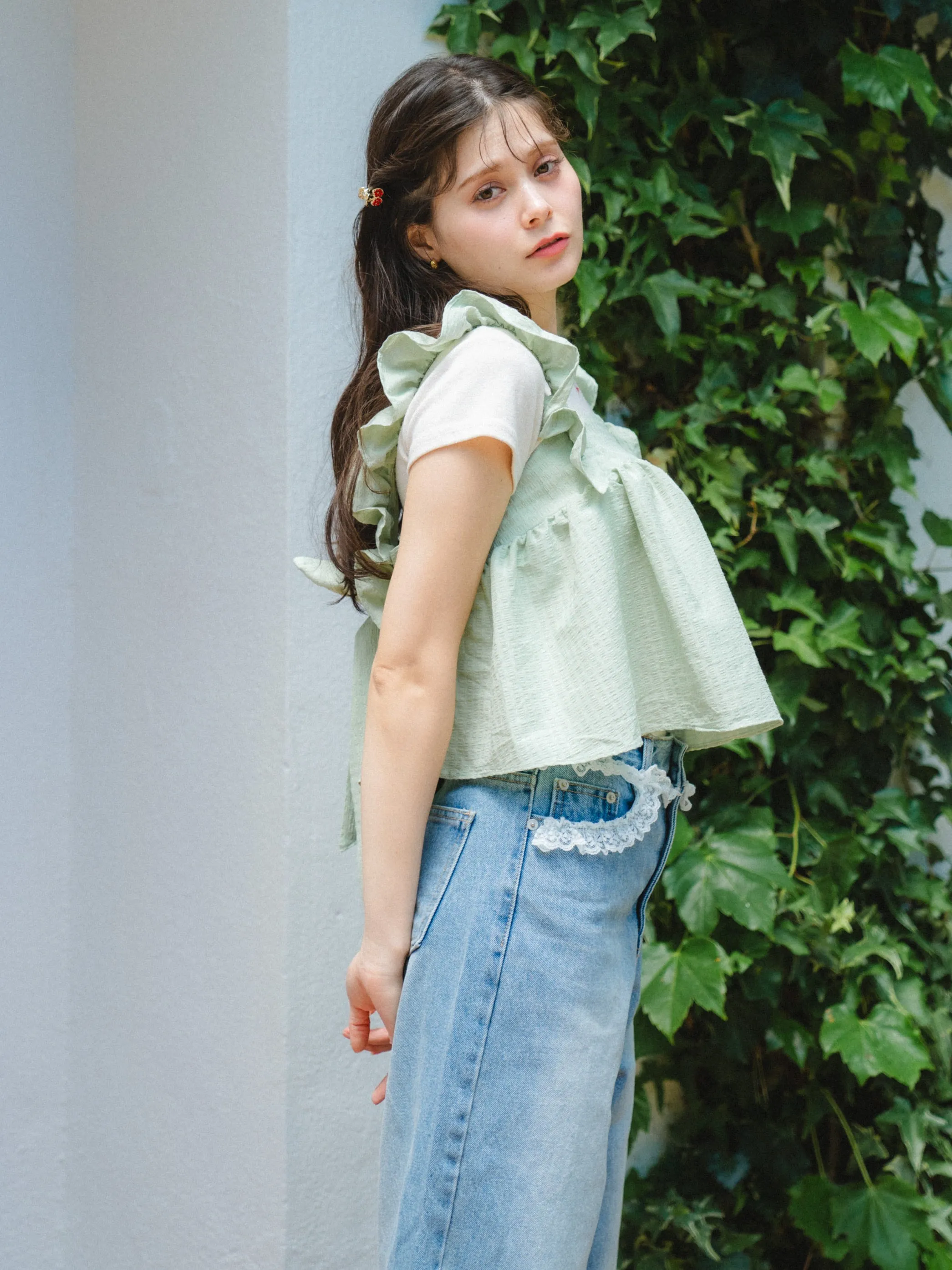 Lace Design Loose Jeans