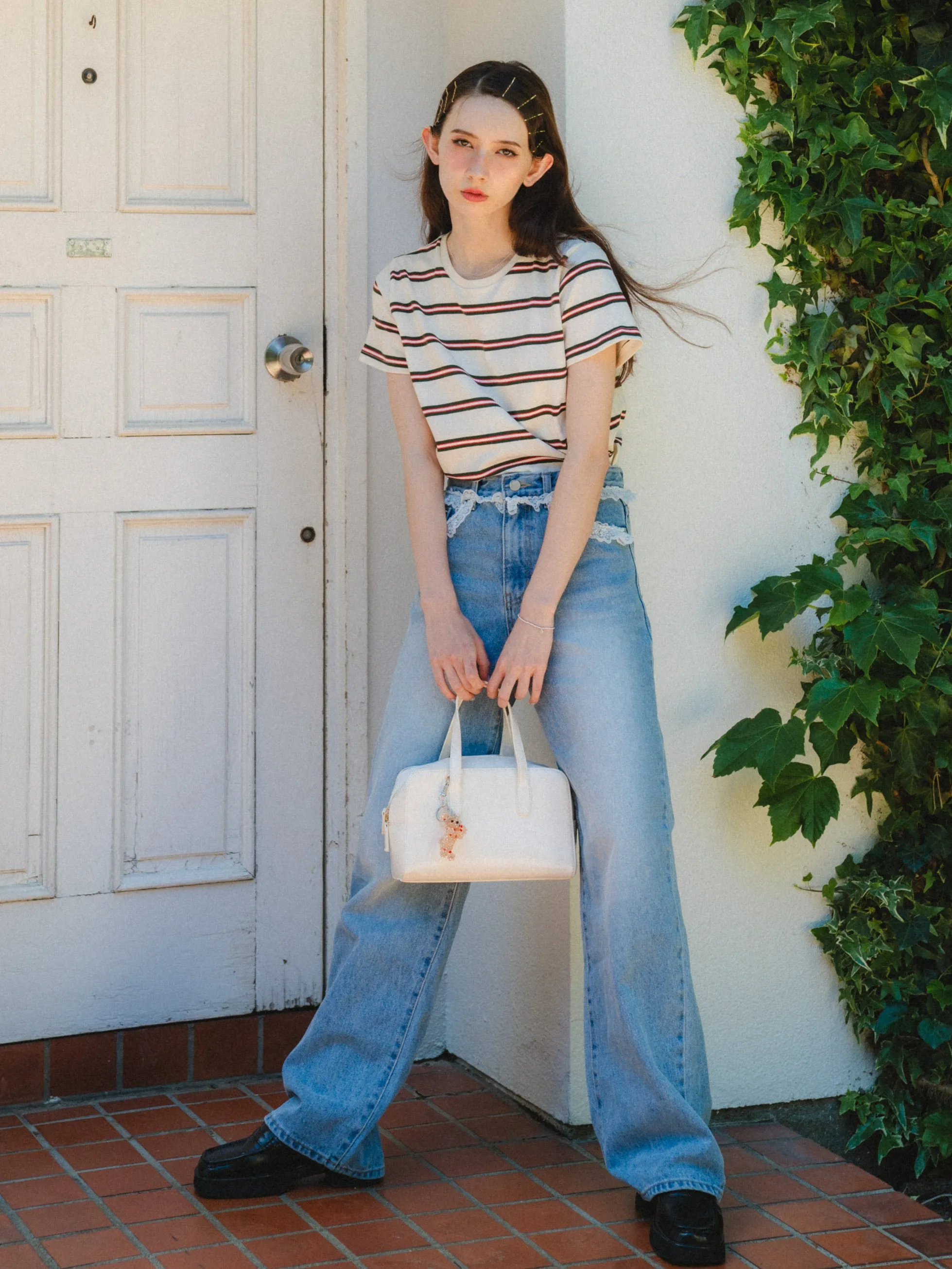 Lace Design Loose Jeans