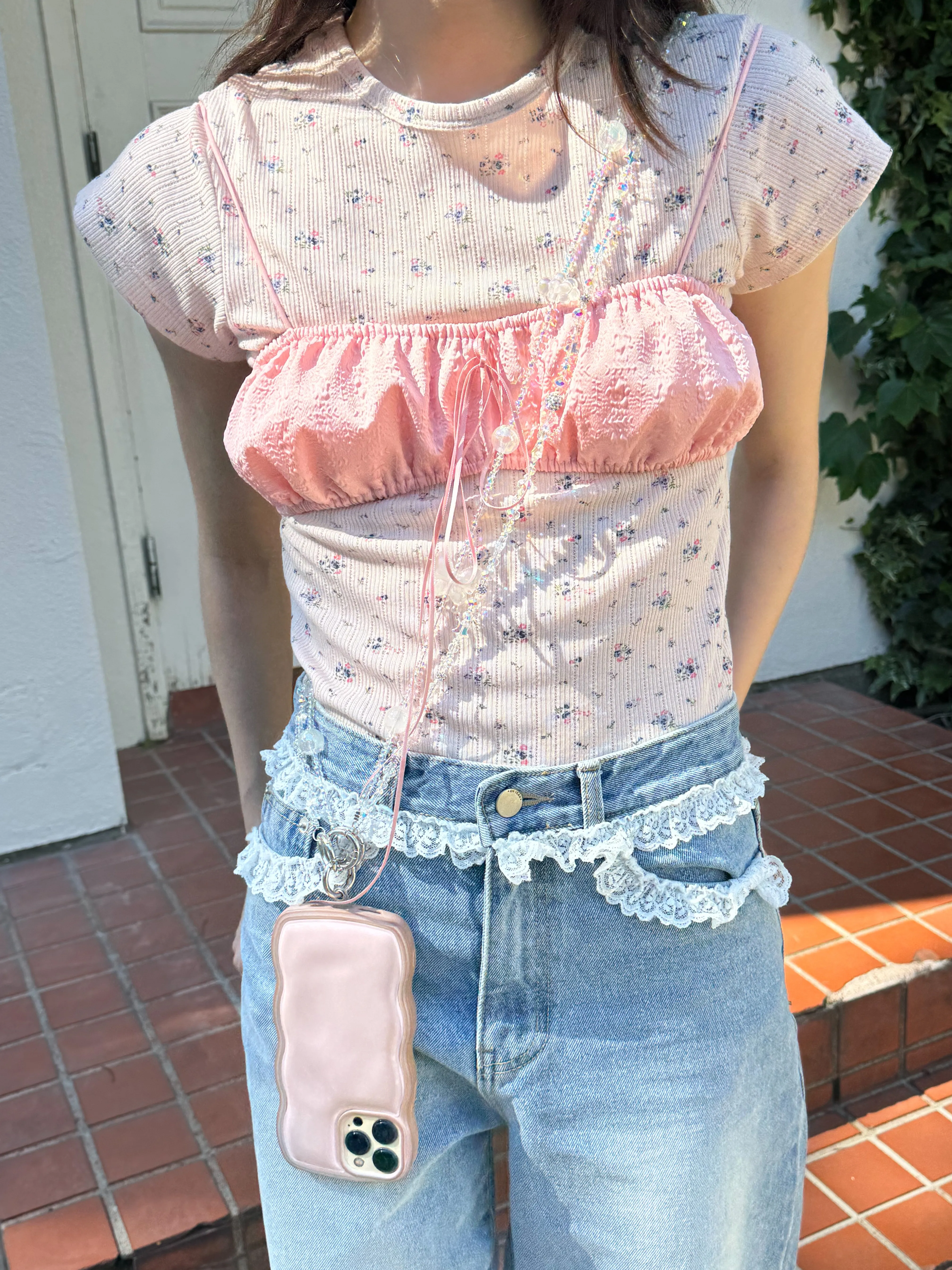 Lace Design Loose Jeans