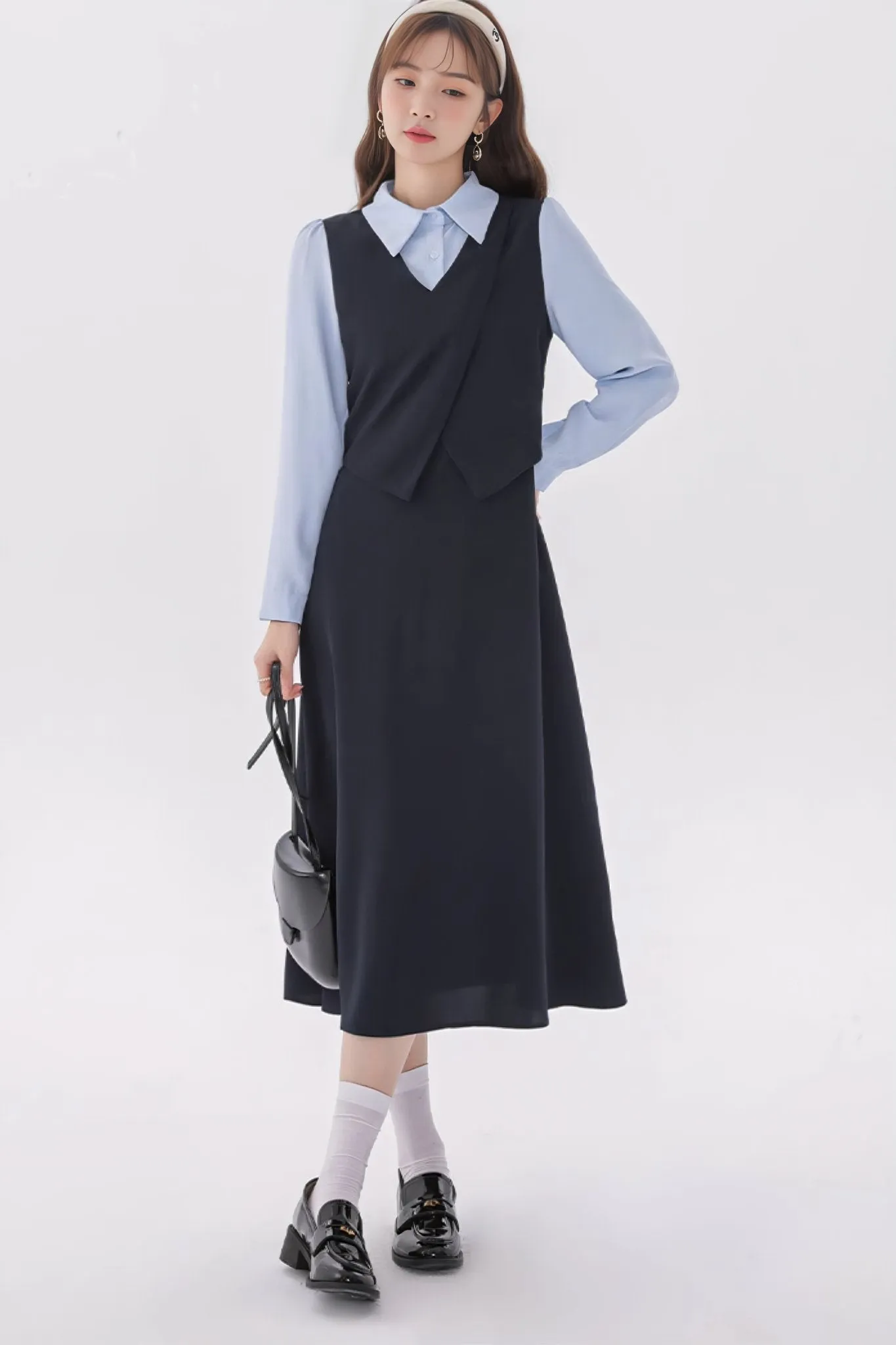 LAYERED SHIRT VEST DRESS