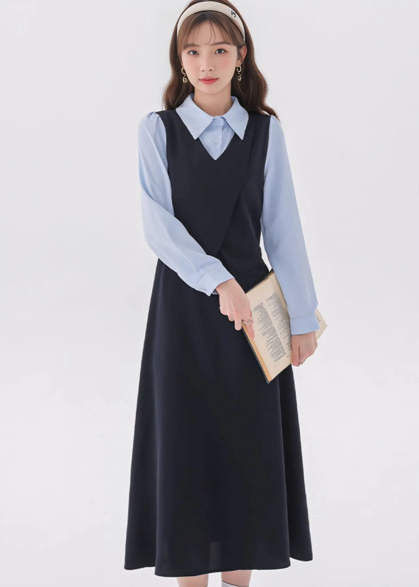 LAYERED SHIRT VEST DRESS