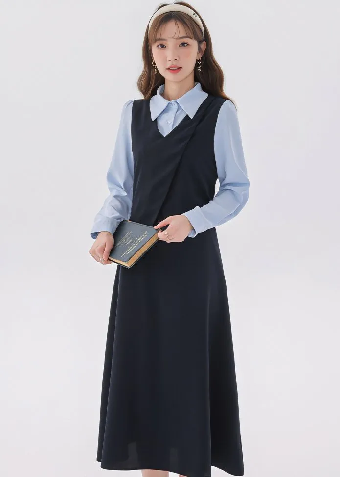 LAYERED SHIRT VEST DRESS