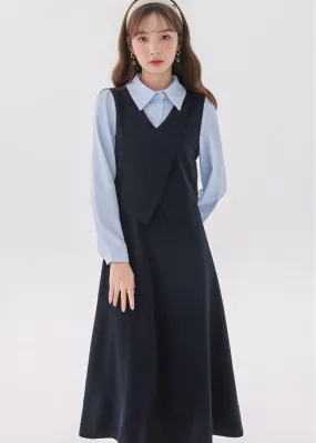 LAYERED SHIRT VEST DRESS