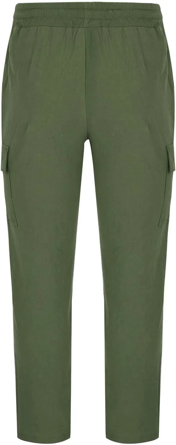 Linen Cargo Pants Men Baggy Lightweight Casual Summer Beach Yoga Pants Multi Pockets Tactical Trousers Hiking Jogger