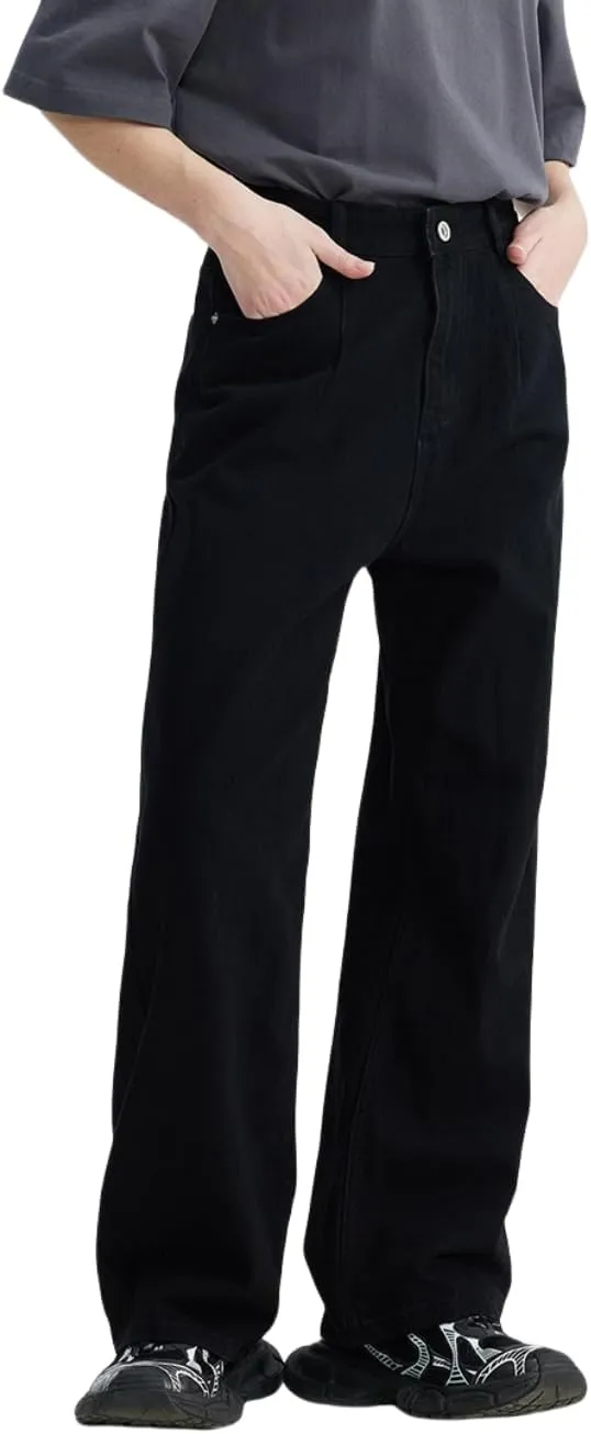 Mens Baggy Jeans Y2k Loose Fit Skater Jeans Casual Vintage Plain Wide Leg Grunge Pants Straight Leg Hip Hop Denim Jeans
