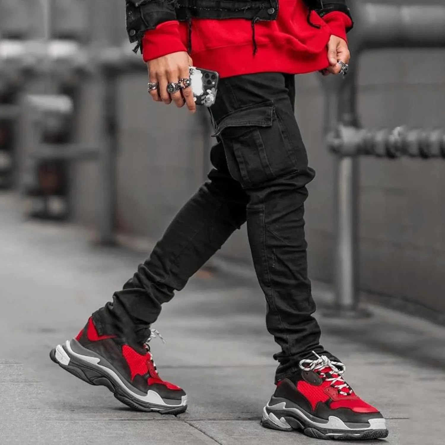 Men's Casual Autumn Hip Hop Loose Middle Waist Denim Long Pants Men's Jeans Jeans Men Straight Leg Jeans