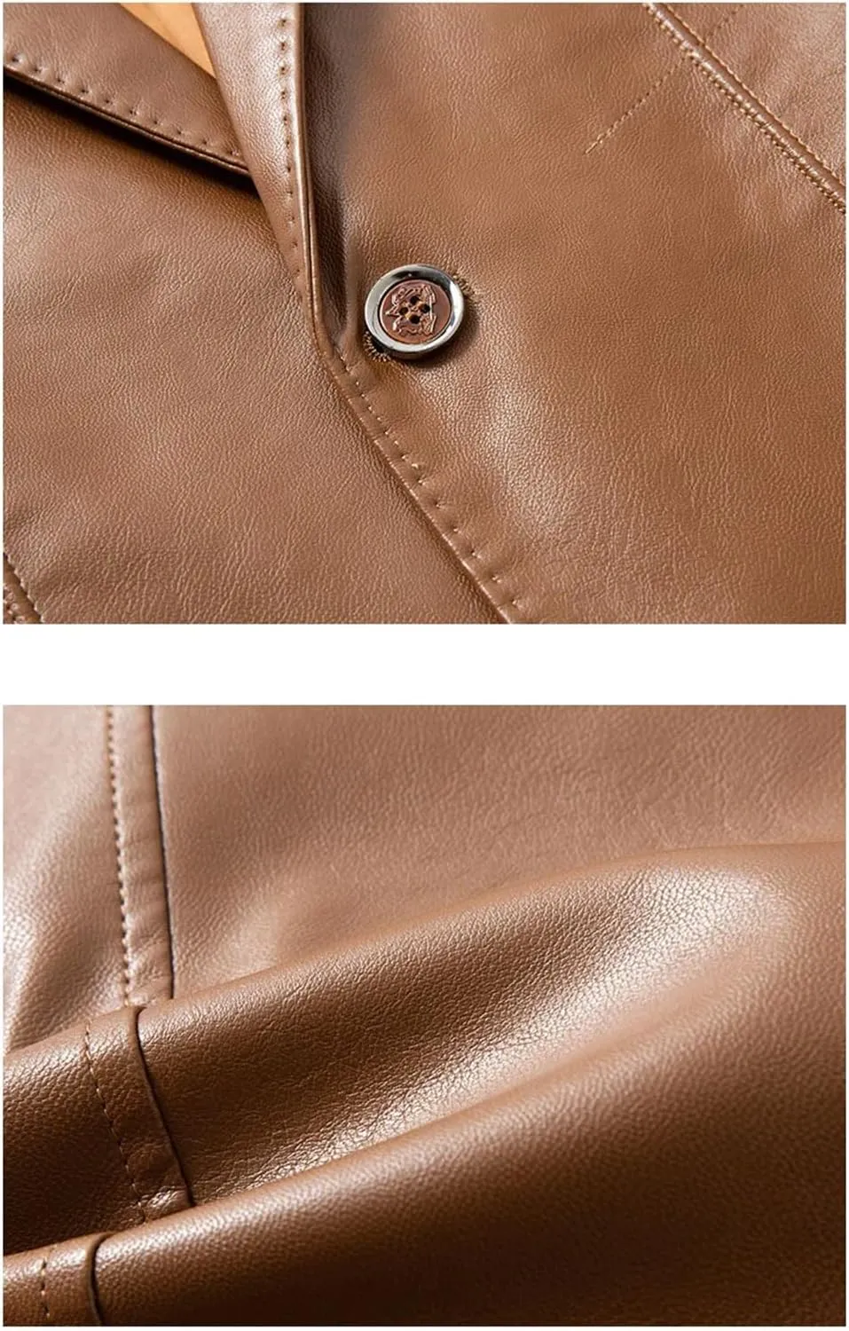 Mens Leather Blazer Jacket Classic Motorcycle Lightweight Suit Jacket PU Leather Outwear Coat