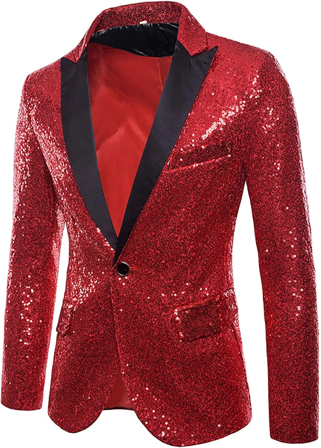 Mens Sequin Blazer Tuxedo Sparkly Metallic Wedding Prom Party Blazer Slim Fit Classic One Button Dinner Suit Tuxedo