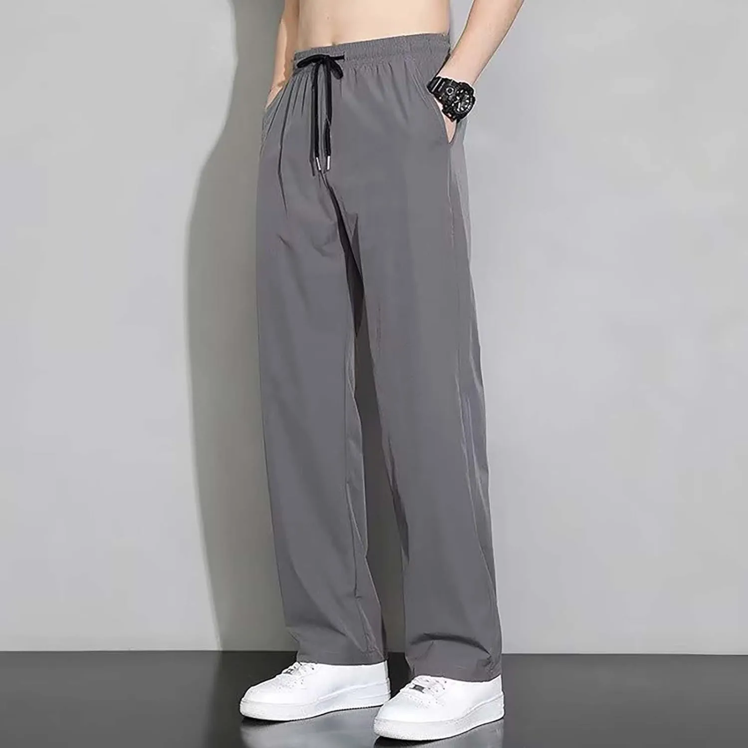 Mens Sweatpants Joggers Straight Leg Quick Drying Sweatpant Lightweight Breathable Drawstring Casual Pant with Pocket