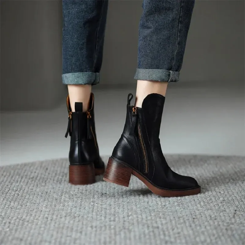 Mid-Heel Ankle Boots