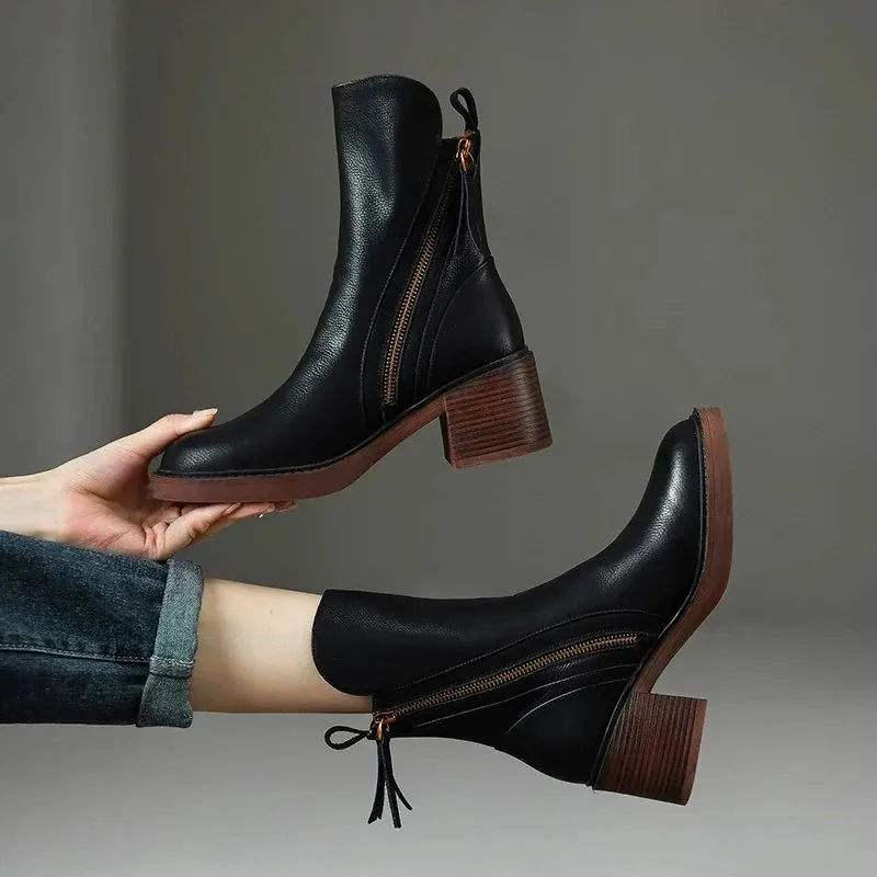 Mid-Heel Ankle Boots