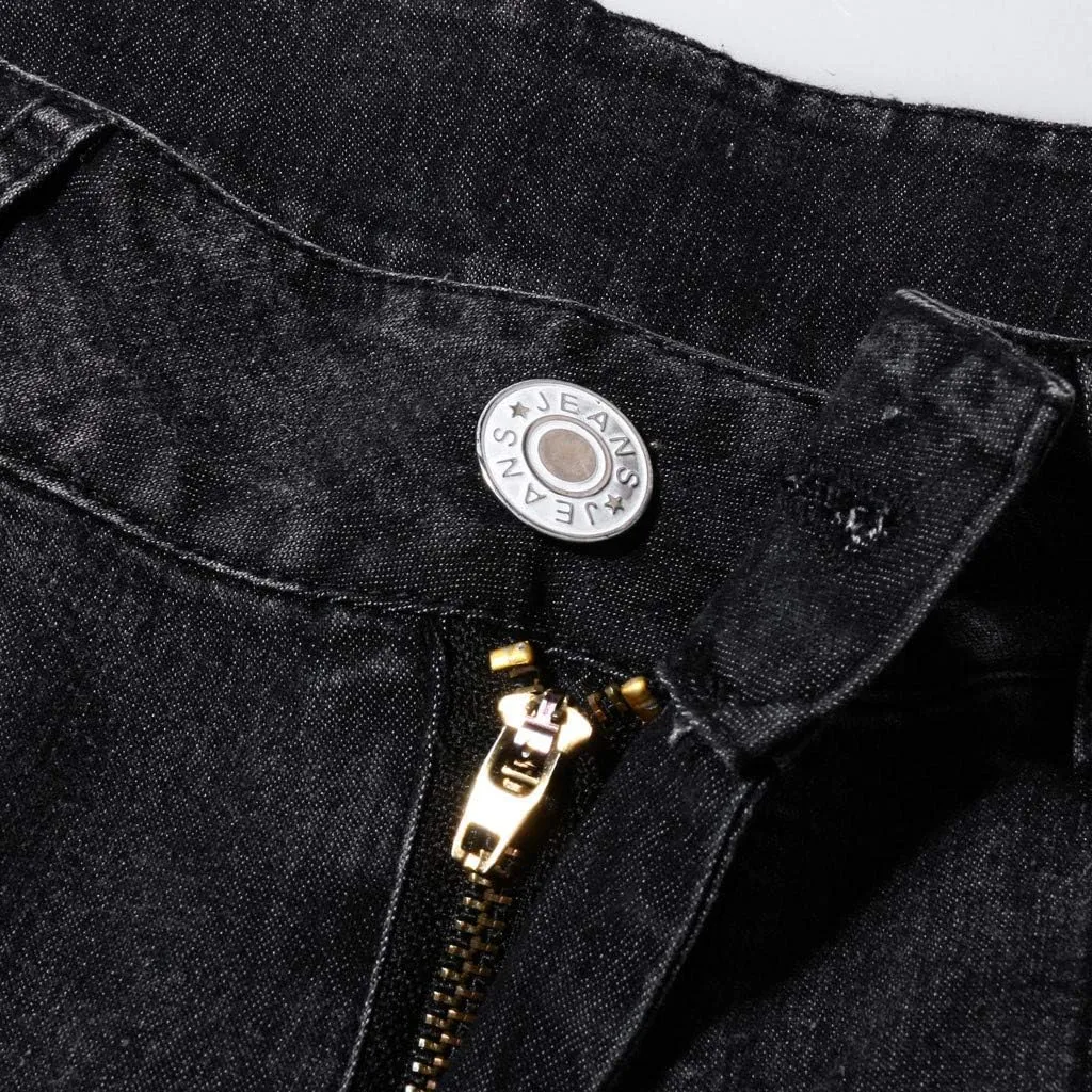 Mid Jeans Jeans Denim Stretch Pants Button Women Embroidery Waisted Flare Women's Name Brand Jeans for Women