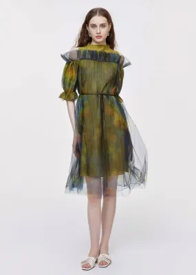 OFF-SHOULDER MESH DRESS