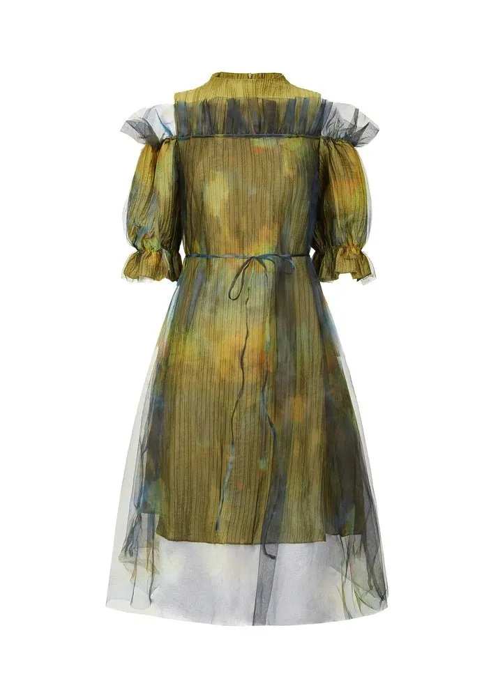 OFF-SHOULDER MESH DRESS