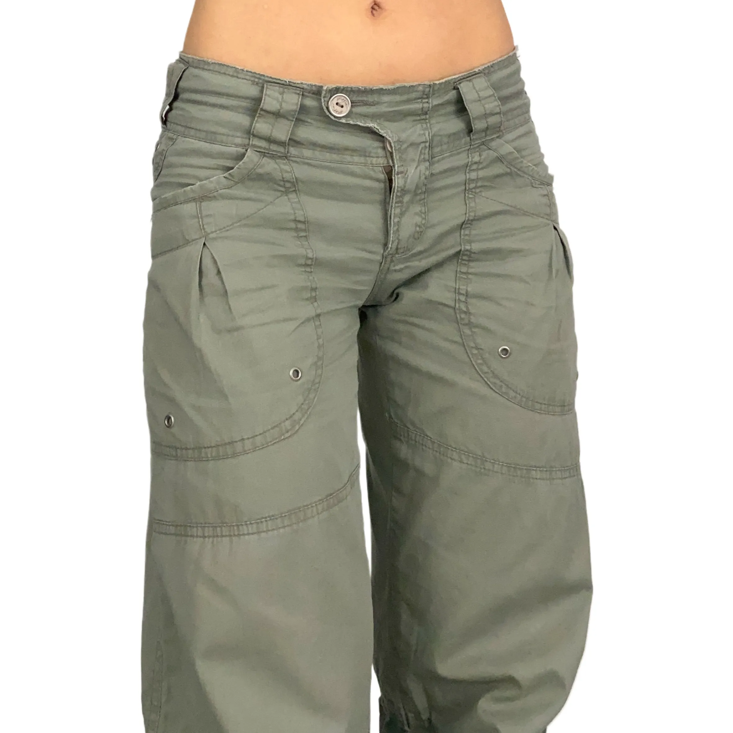 Olive Scrunch Cargos (XS)