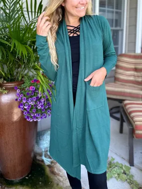 Open Front Cardigan in Heather Juniper