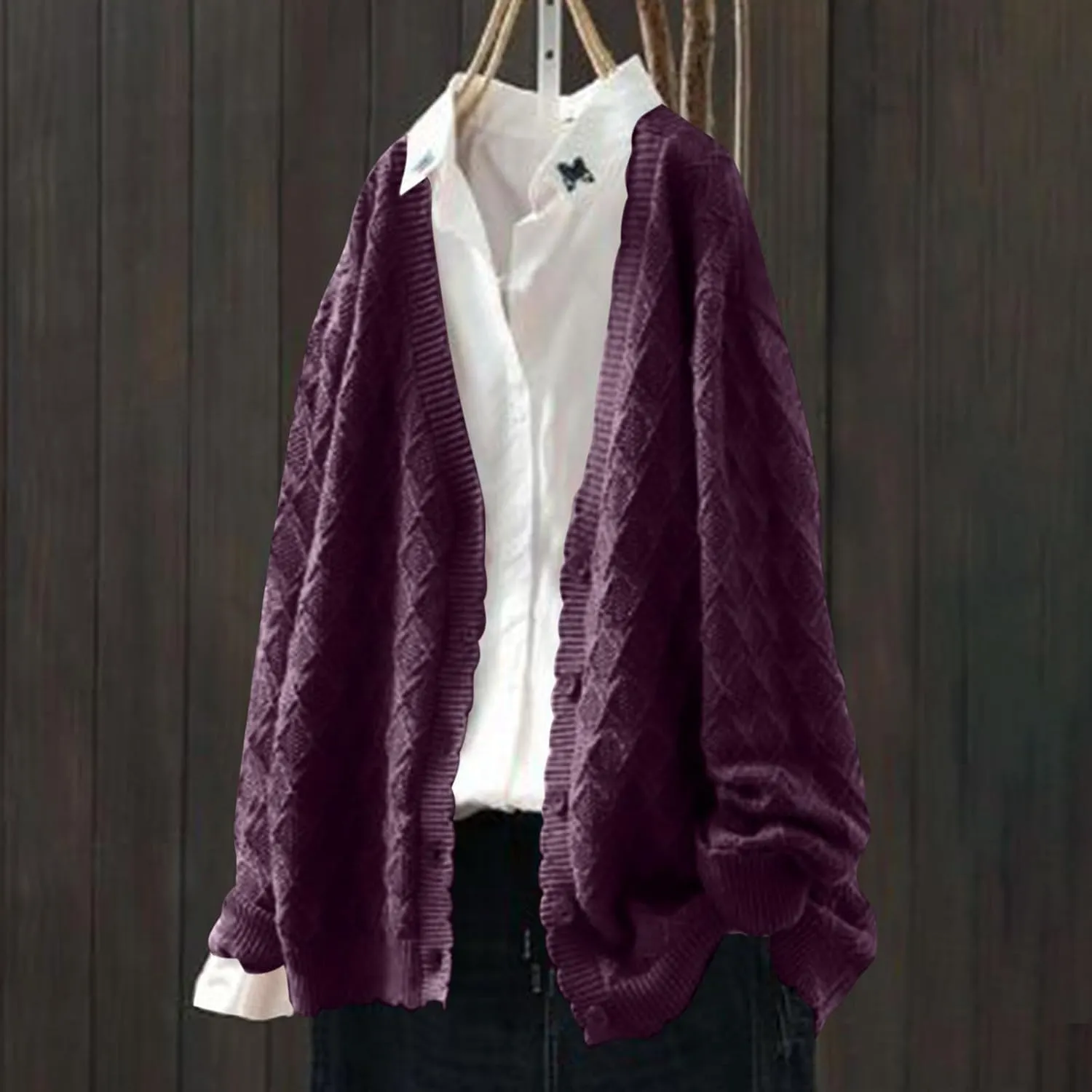 Oversized Cardigan Sweaters for Women Soft Open Front Cable Knit Lantern Long Sleeve Chunky Outwear Coats
