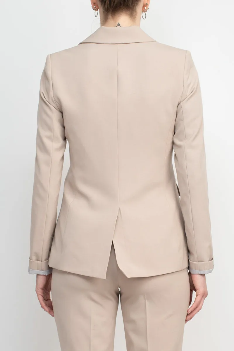 Philosophy Lapel Collar Rolled Long Sleeve Detail Single Button with Flap Pockets Woven Jacket