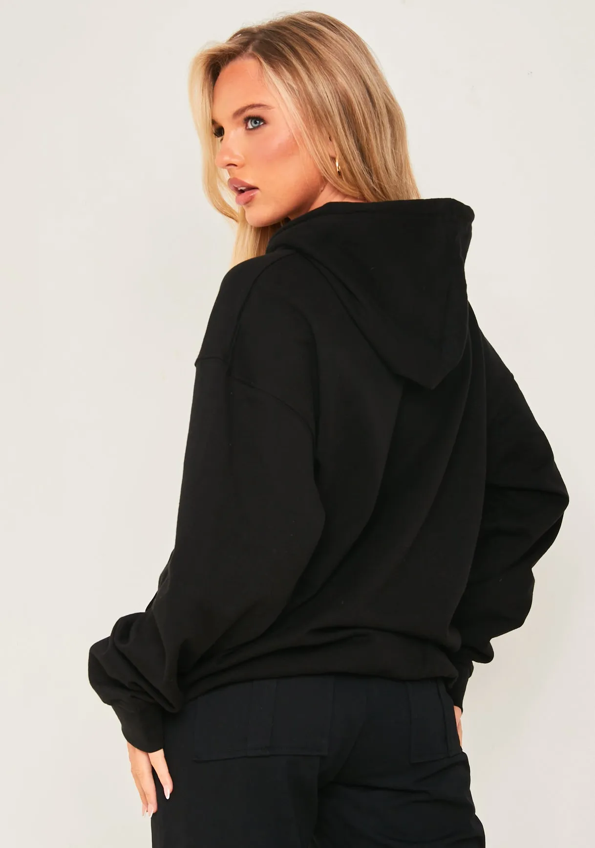 Pippa Black Bear Print Graffiti Hoodie