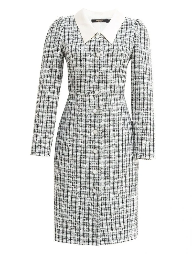 PLAID TWEED SLIM DRESS