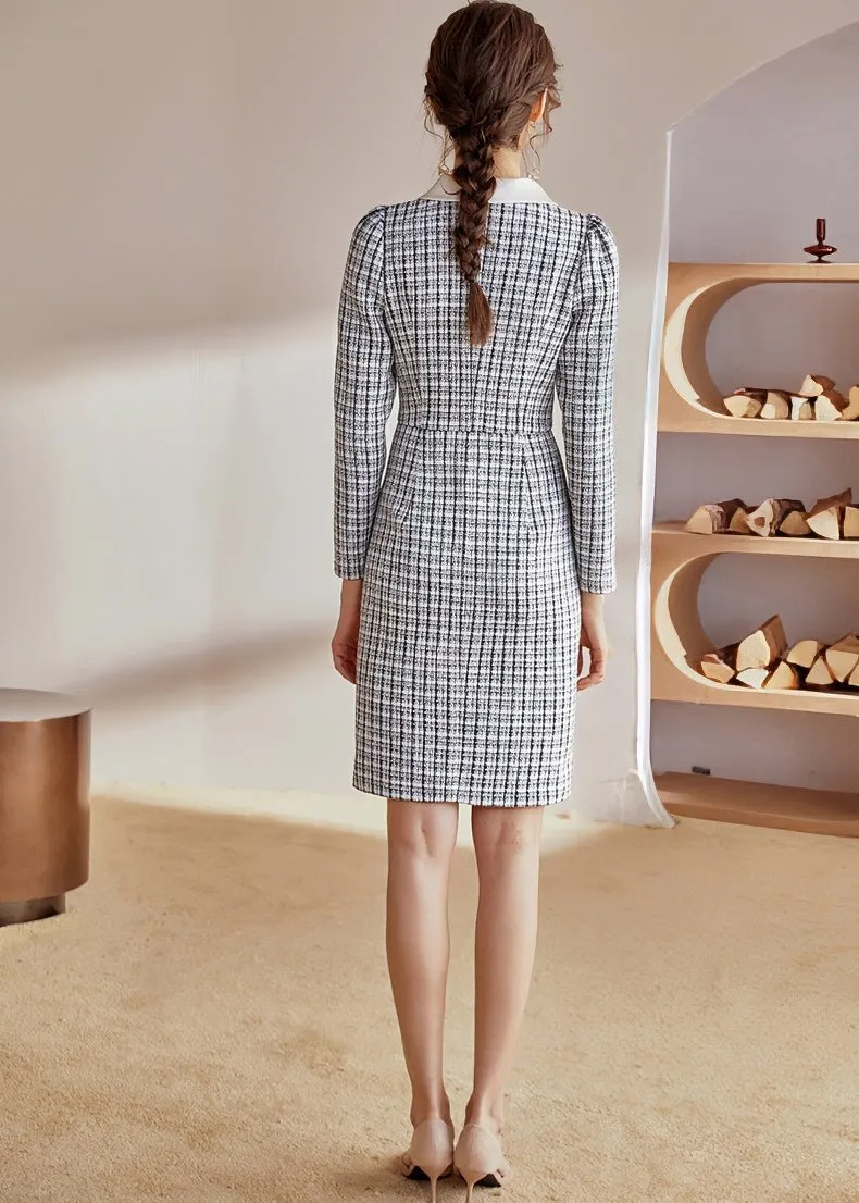 PLAID TWEED SLIM DRESS