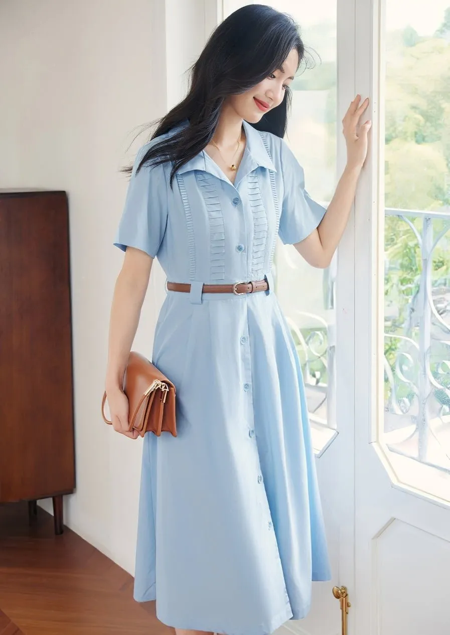PLEATED DESIGN SHIRT DRESS