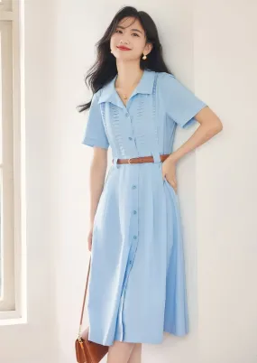 PLEATED DESIGN SHIRT DRESS