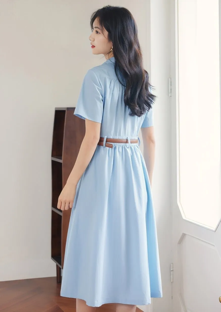 PLEATED DESIGN SHIRT DRESS