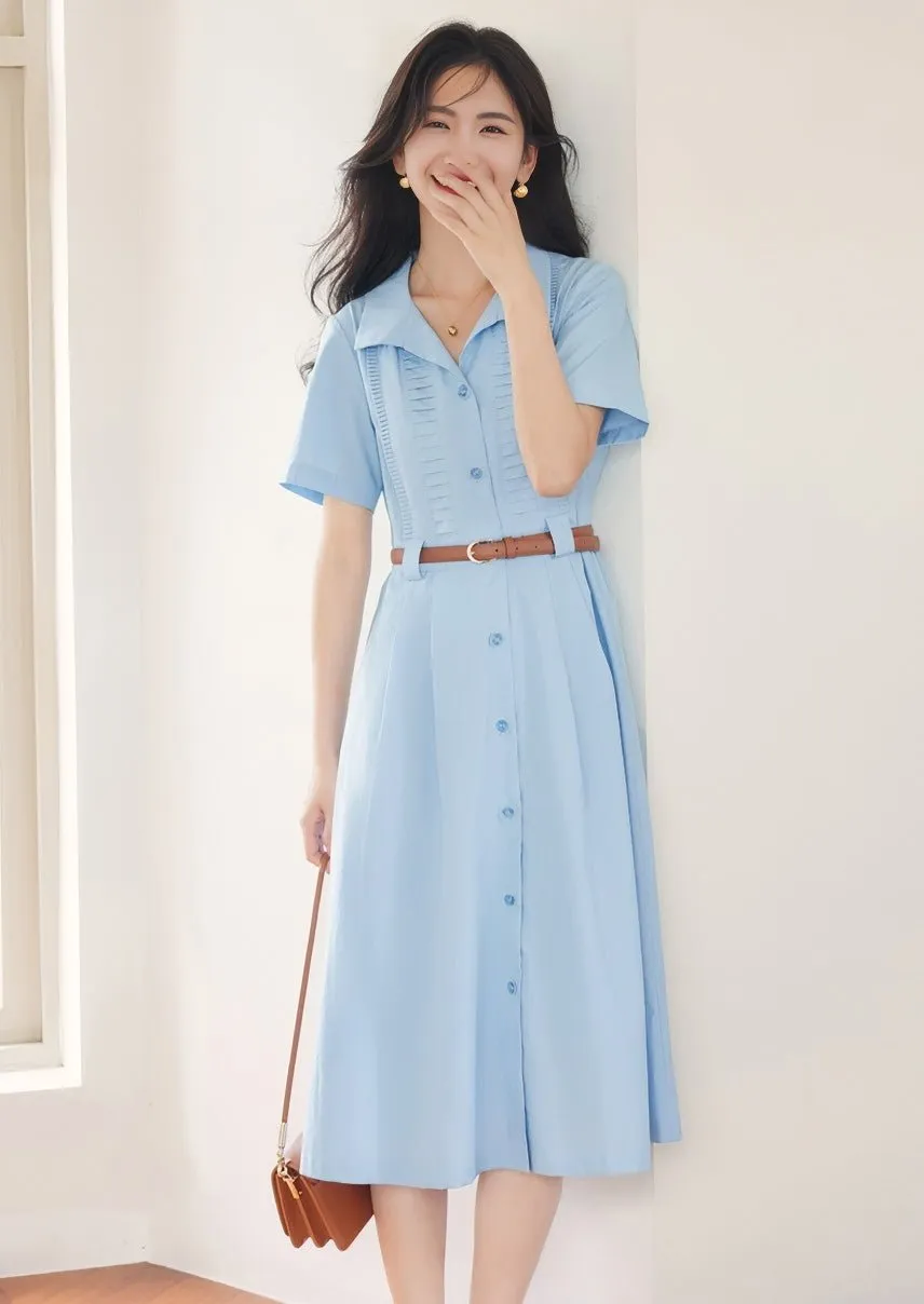 PLEATED DESIGN SHIRT DRESS