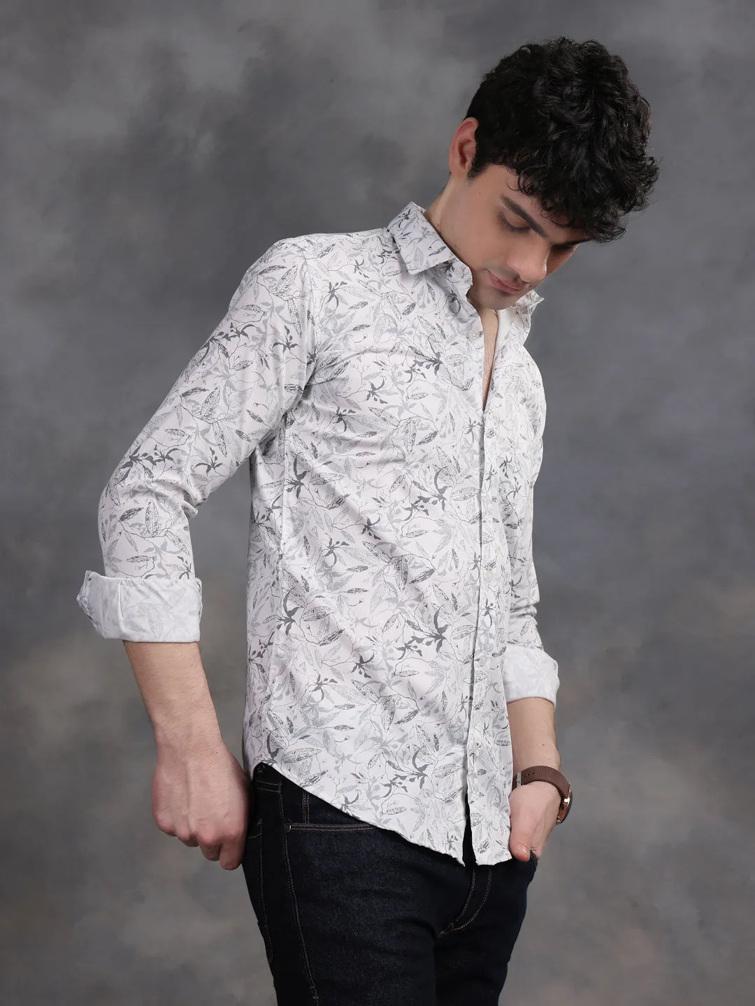 RELAXED PRINTED CASUAL COTTON SHIRT