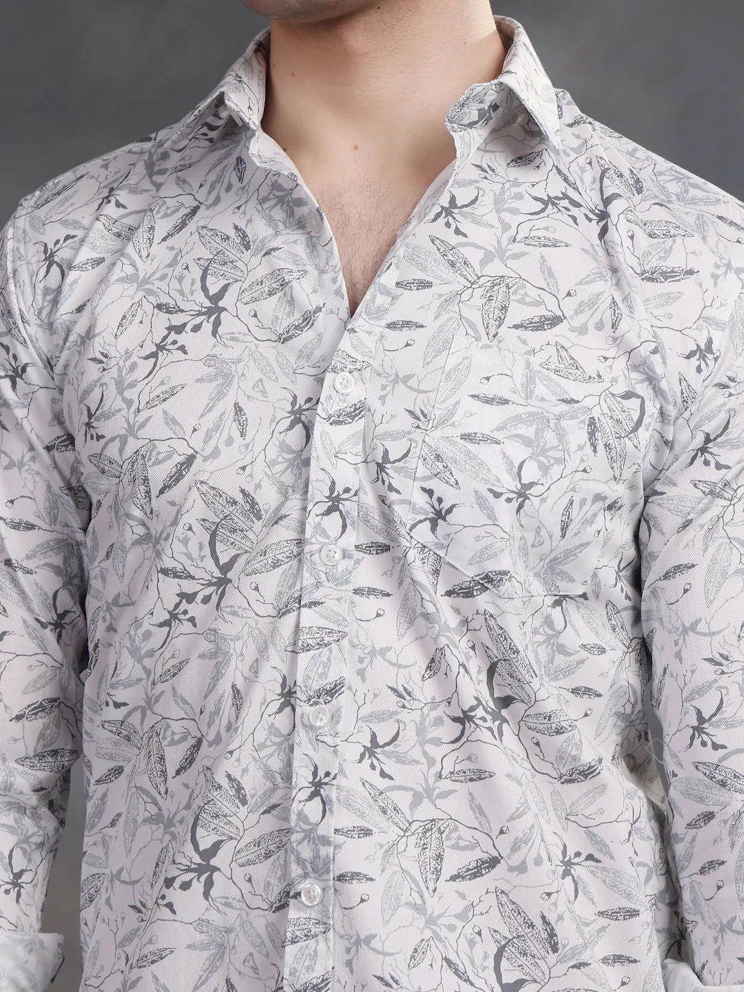 RELAXED PRINTED CASUAL COTTON SHIRT