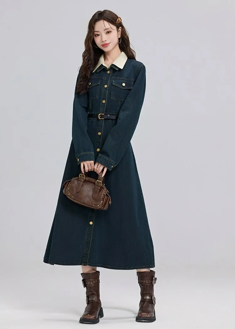 RETRO DENIM A-LINE SHIRT DRESS