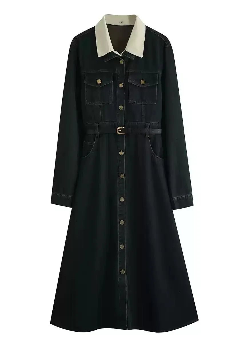 RETRO DENIM A-LINE SHIRT DRESS